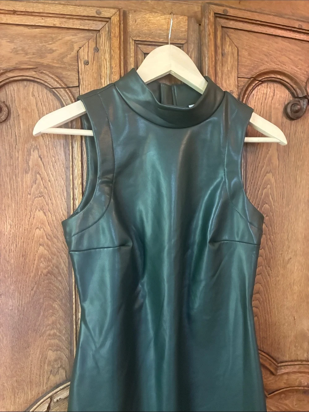 RD Style Sleeveless Faux Leather Mini Dress